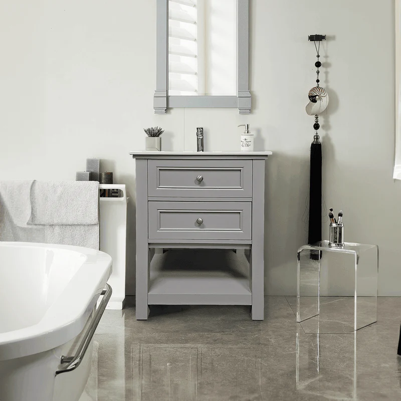 Dreamwerks 24" W x 22" D x 33" H Sienna Vanity In Gray with Ceramic Vanity Top - Image 10