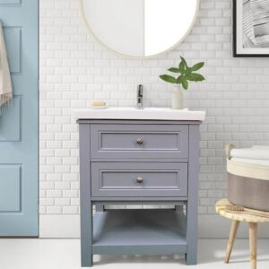 Dreamwerks 24" W x 22" D x 33" H Sienna Vanity In Gray with Ceramic Vanity Top - Image 11