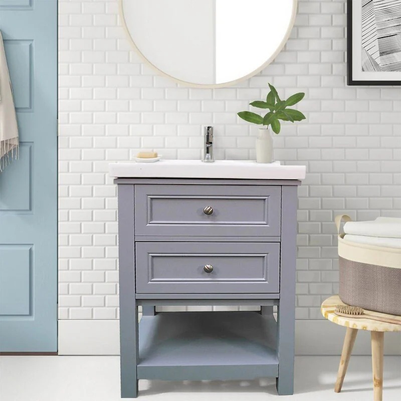 Dreamwerks 24" W x 22" D x 33" H Sienna Vanity In Gray with Ceramic Vanity Top - Image 11