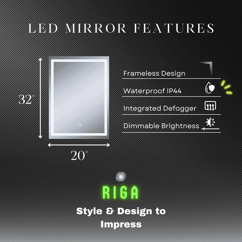 Riga 20" W x 26" H LED Mirror with Dimmer and Defogger - Image 12