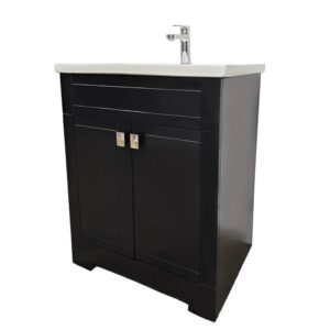 Dreamwerks 24" W x 19" D x 33" H Trenta Vanity with White Ceramic Vanity Top in Black - Image 10