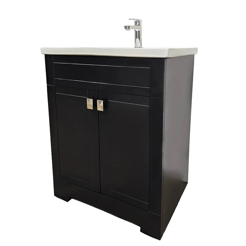 Dreamwerks 24" W x 19" D x 33" H Trenta Vanity with White Ceramic Vanity Top in Black - Image 10