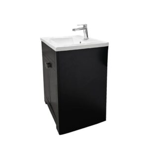 Dreamwerks 24" W x 19" D x 33" H Trenta Vanity with White Ceramic Vanity Top in Black - Image 11