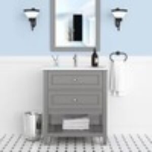 Dreamwerks 24" W x 22" D x 33" H Sienna Vanity In Gray with Ceramic Vanity Top - Image 7