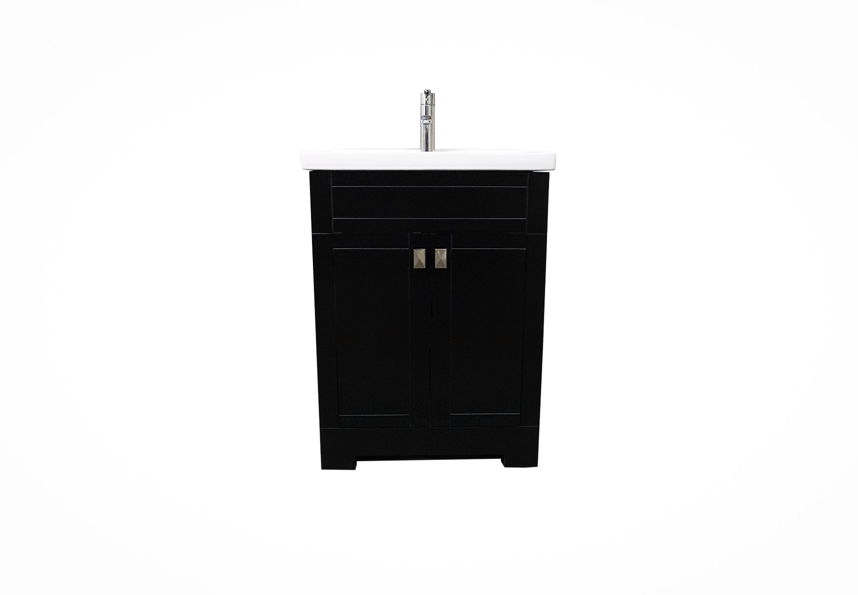 Dreamwerks 24" W x 22" D x 33" H Trenta Vanity with White Ceramic Vanity Top in Black -455