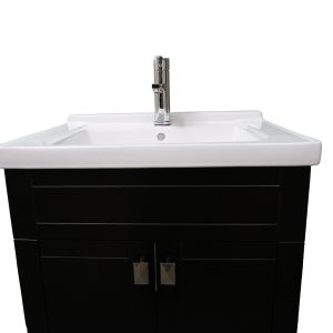 Dreamwerks 24" W x 22" D x 33" H Trenta Vanity with White Ceramic Vanity Top in Black -430