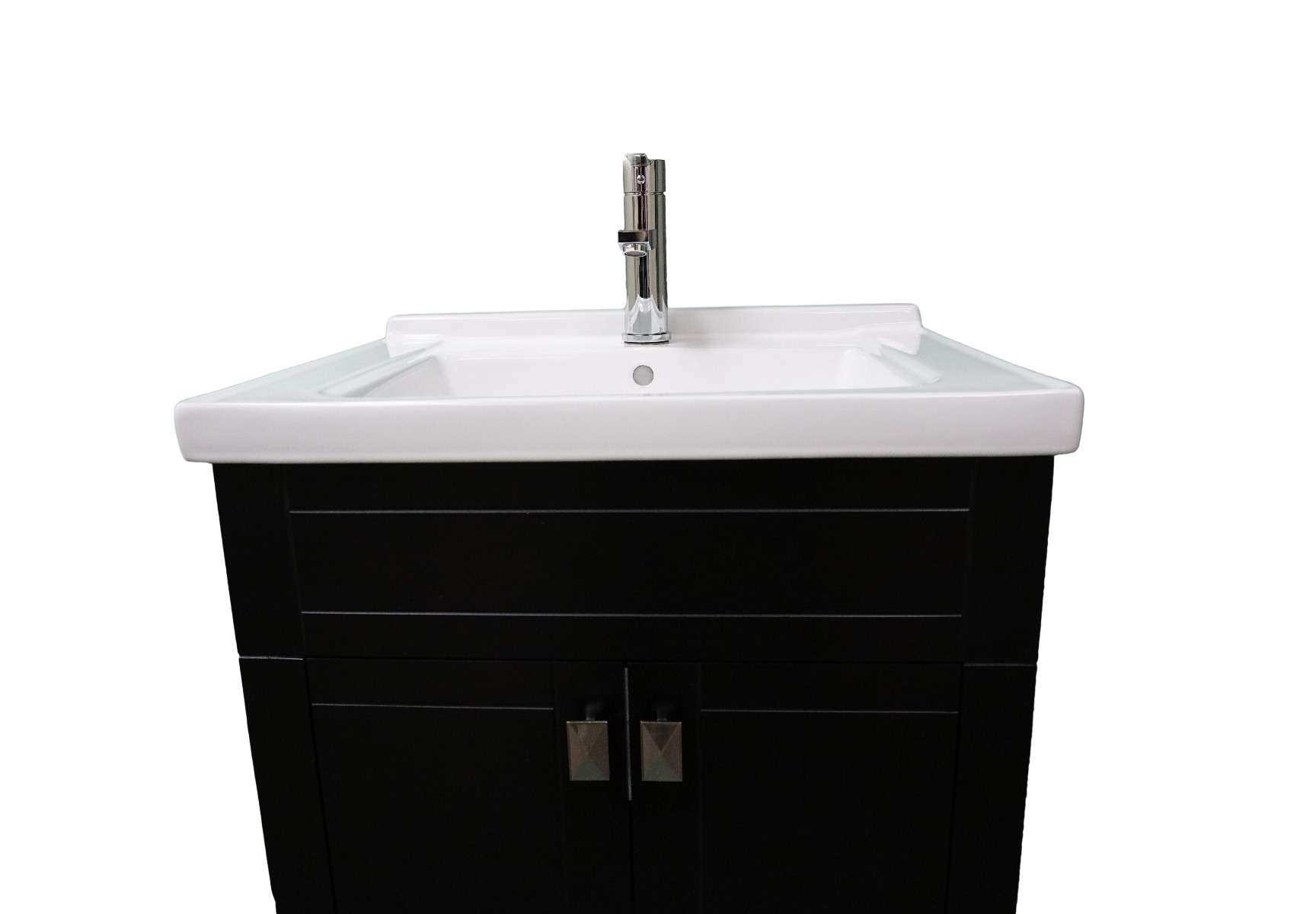 Dreamwerks 24" W x 22" D x 33" H Trenta Vanity with White Ceramic Vanity Top in Black -430
