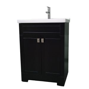 Dreamwerks 24" W x 22" D x 33" H Trenta Vanity with White Ceramic Vanity Top in Black -427