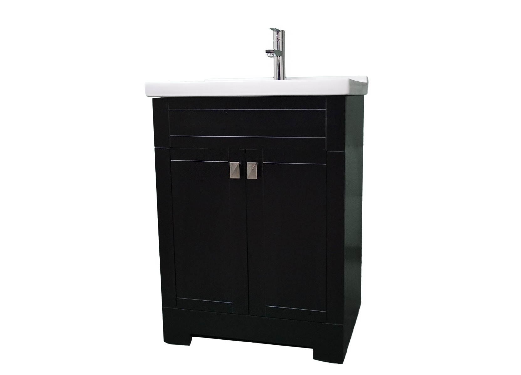 Dreamwerks 24" W x 22" D x 33" H Trenta Vanity with White Ceramic Vanity Top in Black -427