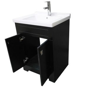 Dreamwerks 24" W x 22" D x 33" H Trenta Vanity with White Ceramic Vanity Top in Black -428