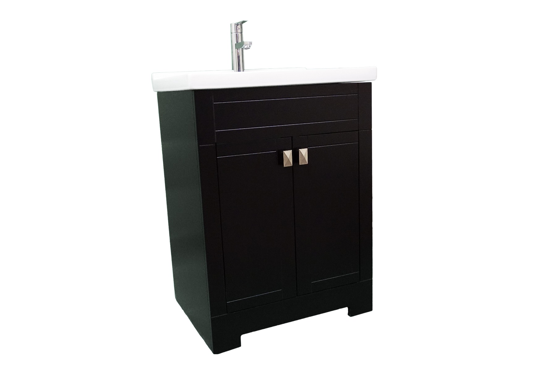 Dreamwerks 24" W x 22" D x 33" H Trenta Vanity with White Ceramic Vanity Top in Black -429