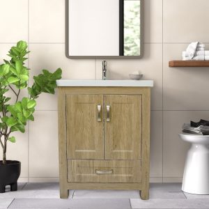 Dreamwerks 24" W x 22" D x 33" H Livorno Vanity With Ceramic Vanity Top in Woodgrain Finish-0