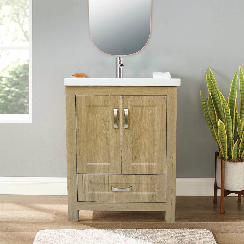 Dreamwerks 24" W x 19" D x 33" H Livorno Vanity With Ceramic Vanity Top in Woodgrain Finish - Image 6