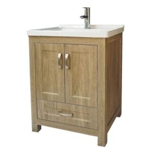 Dreamwerks 24" W x 19" D x 33" H Livorno Vanity With Ceramic Vanity Top in Woodgrain Finish - Image 7