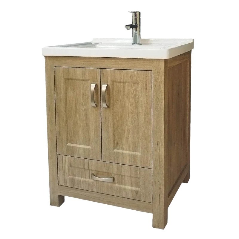 Dreamwerks 24" W x 19" D x 33" H Livorno Vanity With Ceramic Vanity Top in Woodgrain Finish - Image 7