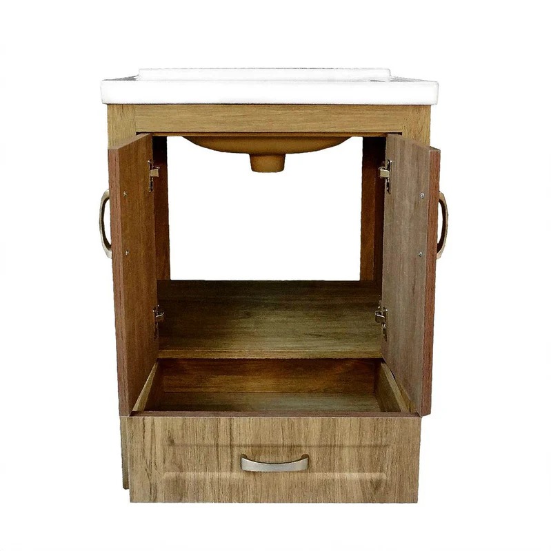 Dreamwerks 24" W x 19" D x 33" H Livorno Vanity With Ceramic Vanity Top in Woodgrain Finish - Image 17