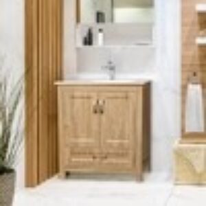 Dreamwerks 24" W x 19" D x 33" H Livorno Vanity With Ceramic Vanity Top in Woodgrain Finish - Image 9