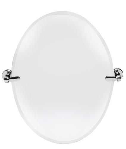 Dreamwerks 21'' W x 24''H Chrome Oval Frameless Bathroom Pivot Mirror-0