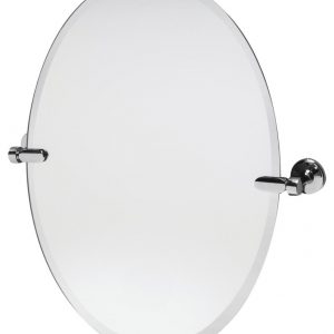 Dreamwerks 21'' W x 24''H Chrome Oval Frameless Bathroom Pivot Mirror-537