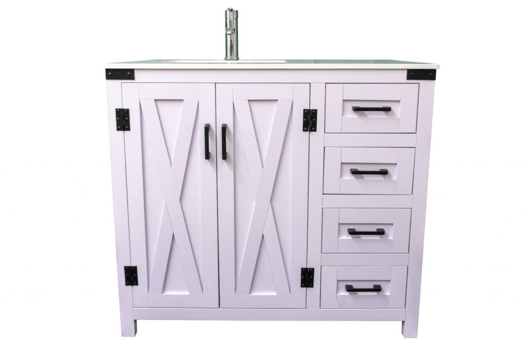 Dreamwerks 36" W x 21.5" D x 33.5" H White Lilac Vanity with Cultured Marble Vanity Top -0