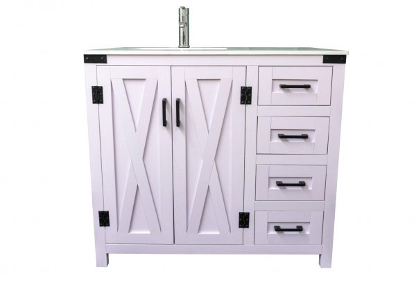 Dreamwerks 36" W x 21.5" D x 33.5" H White Lilac Vanity with Cultured Marble Vanity Top -0