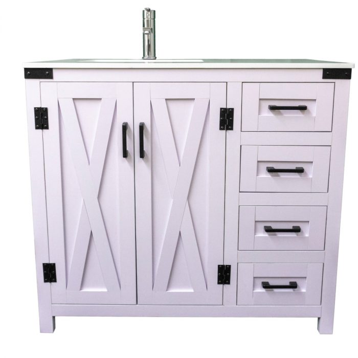 Dreamwerks 36" W x 21.5" D x 33.5" H White Lilac Vanity with Cultured Marble Vanity Top -0
