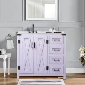 Dreamwerks 36" W x 21.5" D x 33.5" H White Lilac Vanity with Cultured Marble Vanity Top - Image 5