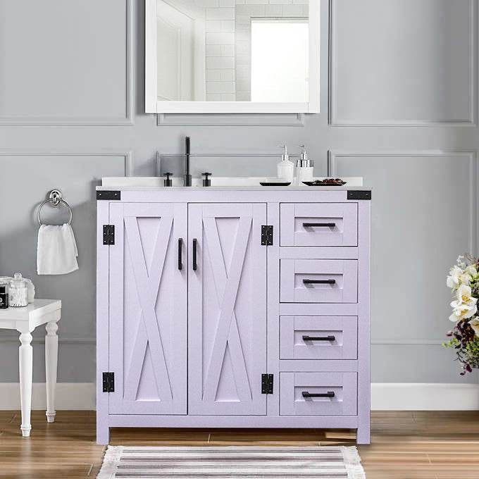 Dreamwerks 36" W x 21.5" D x 33.5" H White Lilac Vanity with Cultured Marble Vanity Top - Image 5