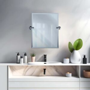 Dreamwerks 21'' W x 24'' H Brushed Nickel Rectangular Frameless Bathroom Pivot Mirror - Image 10