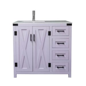 Dreamwerks 36" W x 21.5" D x 33.5" H White Lilac Vanity with Cultured Marble Vanity Top - Image 6