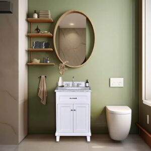 Dreamwerks 30" W x 22.4" D x 35" H White Vanity With Solid Wood & Carrara Marble Top - Image 13