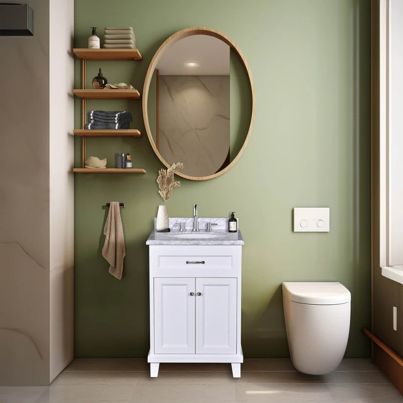 Dreamwerks 30" W x 22.4" D x 35" H White Vanity With Solid Wood & Carrara Marble Top - Image 13