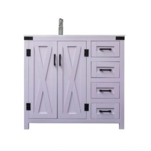 Dreamwerks 36" W x 21.5" D x 33.5" H White Lilac Vanity with Cultured Marble Vanity Top - Image 7