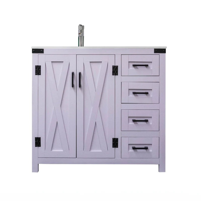 Dreamwerks 36" W x 21.5" D x 33.5" H White Lilac Vanity with Cultured Marble Vanity Top - Image 7