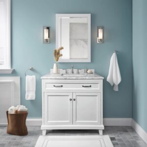 Dreamwerks 36" W x 22.4" D x 35" H White Vanity With Solid Wood & Carrara Marble Top - Image 8