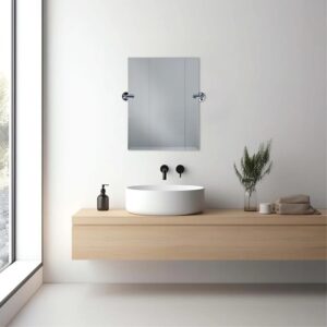 Dreamwerks 21'' W x 24'' H Brushed Nickel Rectangular Frameless Bathroom Pivot Mirror - Image 12