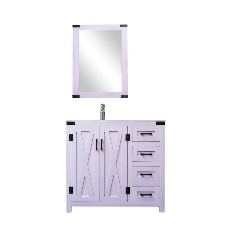 Dreamwerks 36" W x 21.5" D x 33.5" H White Lilac Vanity with Cultured Marble Vanity Top - Image 8