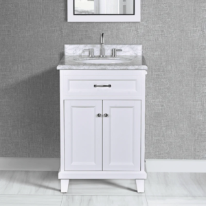 Dreamwerks 30" W x 22.4" D x 35" H White Vanity With Solid Wood & Carrara Marble Top - Image 14