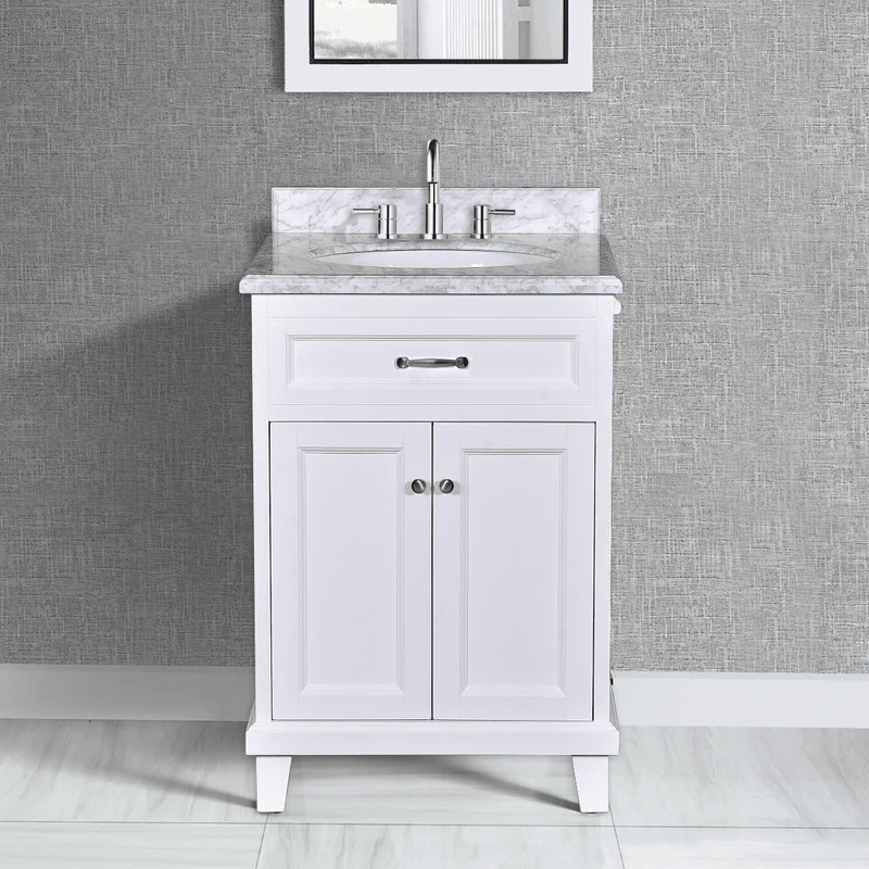 Dreamwerks 30" W x 22.4" D x 35" H White Vanity With Solid Wood & Carrara Marble Top - Image 14