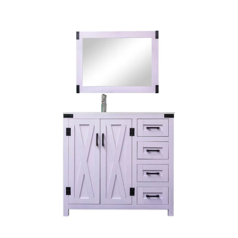 Dreamwerks 36" W x 21.5" D x 33.5" H White Lilac Vanity with Cultured Marble Vanity Top - Image 9