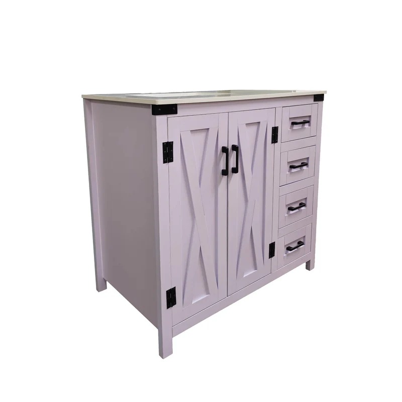 Dreamwerks 36" W x 21.5" D x 33.5" H White Lilac Vanity with Cultured Marble Vanity Top - Image 10
