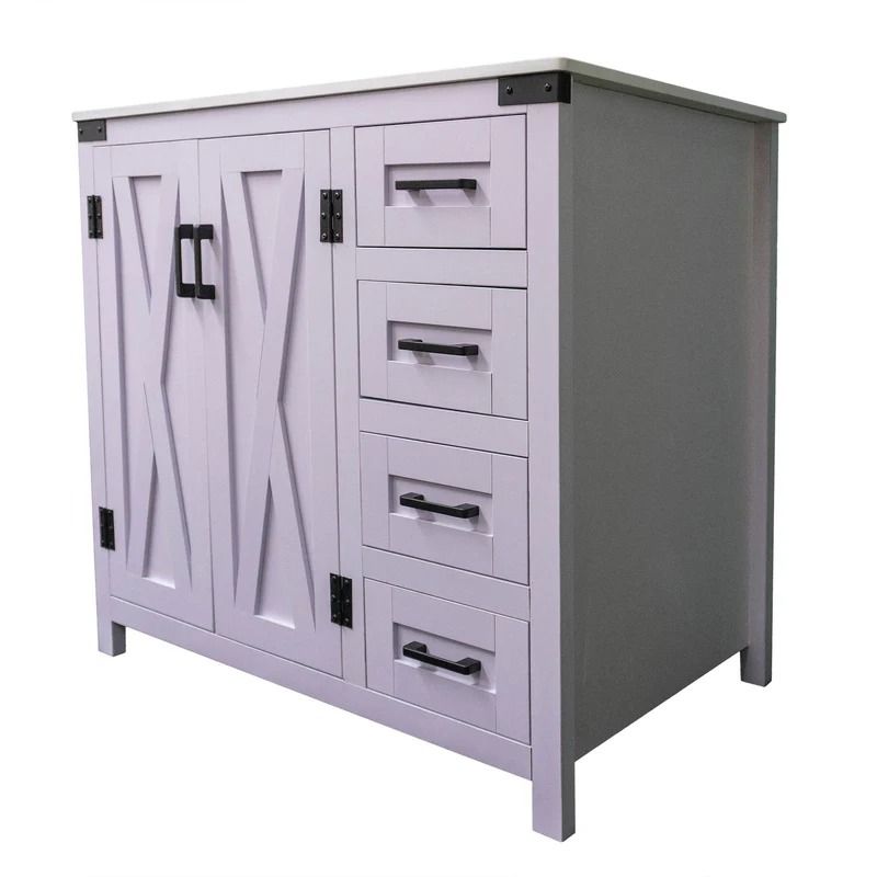 Dreamwerks 36" W x 21.5" D x 33.5" H White Lilac Vanity with Cultured Marble Vanity Top - Image 11