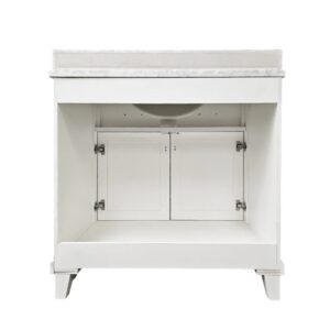 Dreamwerks 36" W x 22.4" D x 35" H White Vanity With Solid Wood & Carrara Marble Top - Image 3