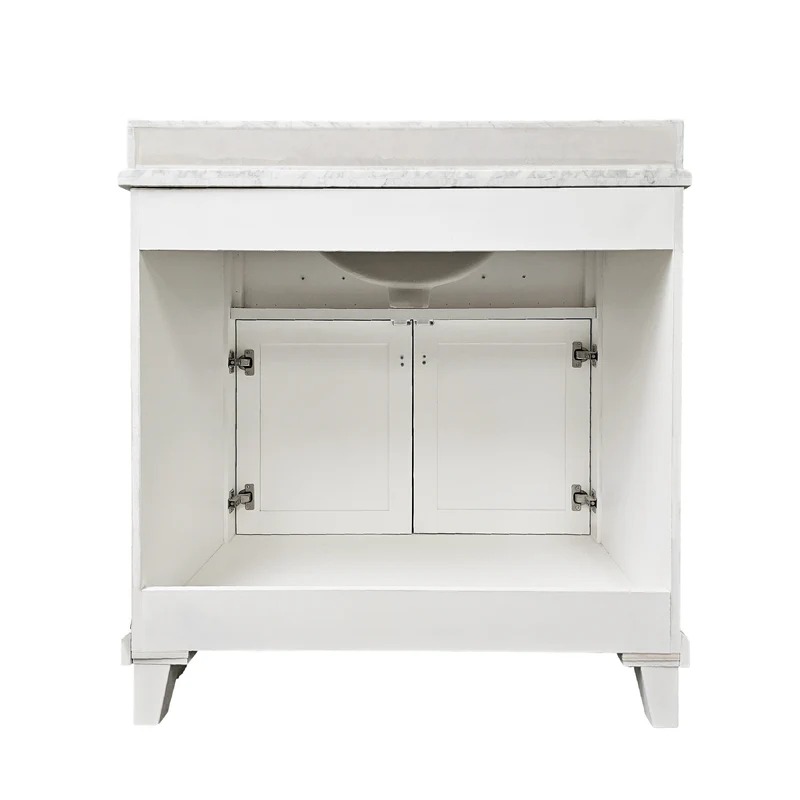 Dreamwerks 36" W x 22.4" D x 35" H White Vanity With Solid Wood & Carrara Marble Top - Image 3