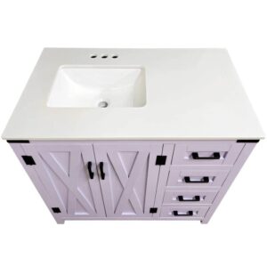Dreamwerks 36" W x 21.5" D x 33.5" H White Lilac Vanity with Cultured Marble Vanity Top - Image 4