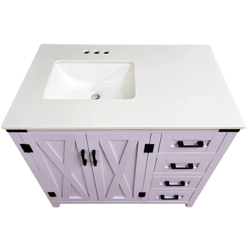 Dreamwerks 36" W x 21.5" D x 33.5" H White Lilac Vanity with Cultured Marble Vanity Top - Image 4