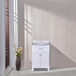Dreamwerks 24" W x 22.4" D x 35" H White Vanity With Solid Wood & Carrara Marble Top - Image 11