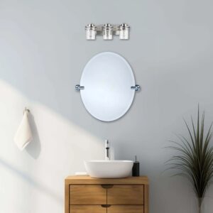 Dreamwerks 21'' W x 24''H Chrome Oval Frameless Bathroom Pivot Mirror - Image 8