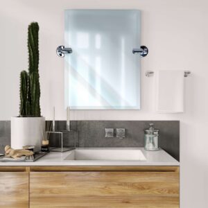 Dreamwerks 21'' W x 24'' H Brushed Nickel Rectangular Frameless Bathroom Pivot Mirror - Image 6