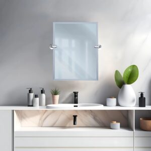 Dreamwerks 21'' W x 24'' H Brushed Nickel Rectangular Frameless Bathroom Pivot Mirror - Image 8
